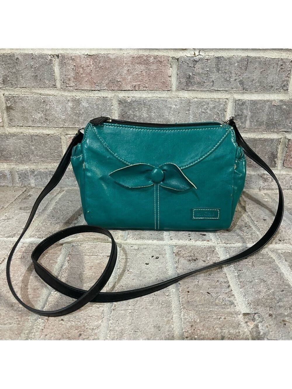 Miche Green and Black Crossbody Bag with Bow Detail
